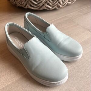 Camper Womens Runner Up Light Blue Leather Slip On Platform Sneakers Shoes Sz 38